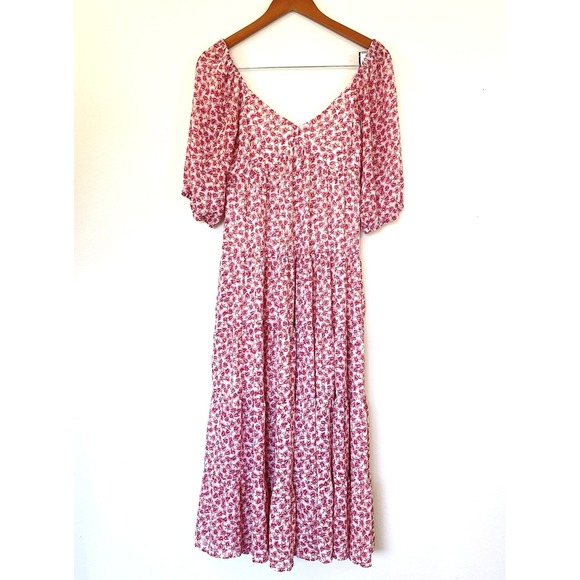 code x mode Dresses & Skirts - Code X Mode Womens Floral Maxi Dress Size S Pink Red Boho Cottagecore Peasant